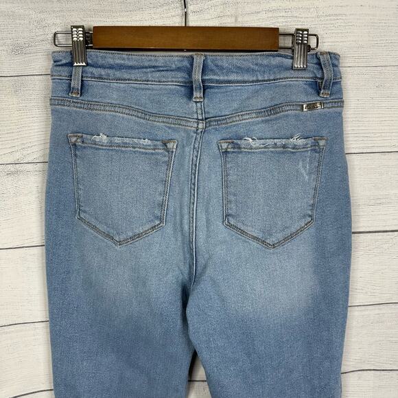 Kancan Womens size 5/26 High Rise Mom Distressed Denim Button Fly Jeans - Picture 6 of 11